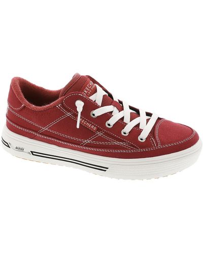 Skechers Arch Fit Arcade - Arcata Canvas Walking Slip-on Sneakers - Red