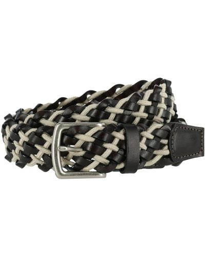 CrookhornDavis Como Leather And Cotton Cord Braided Belt - Brown