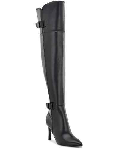 Nine West Flye Faux Leather Buckle Over-the-knee Boots - Black