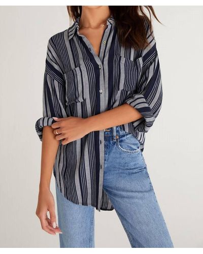 Z Supply Lalo Striped Button Up Top - Blue