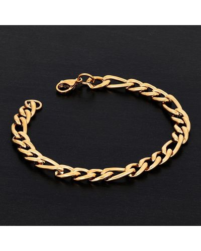 Crucible Jewelry Crucible Los Angeles Polished Stainless Steel Figaro Chain 8mm Wide Bracelet - Black