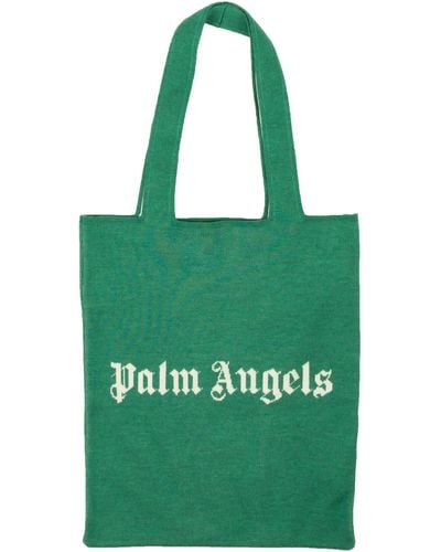 Palm Angels Pa Knit Wool Blend Shopper Tote Bag - Green