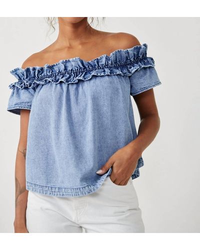 Free People Off The Shoulder Jean Top - Blue