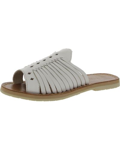 BEARPAW Rosa Leather Caged Huarache Sandals - White