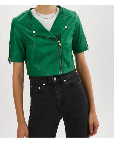Lamarque Kirsi Cropped Biker Jacket In Vibrant Green