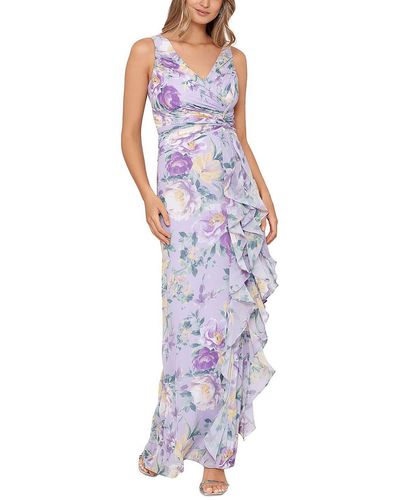 Xscape Floral Twist Front Maxi Dress - Purple