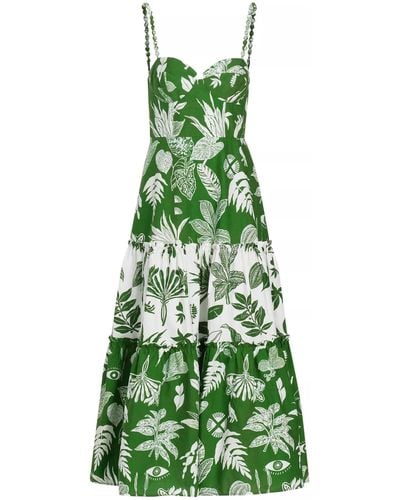 FARM Rio Midi Dress With Forest Print - Green