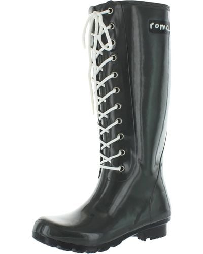 Roma Opinca Waterproof Rubber Rain Boots - Black