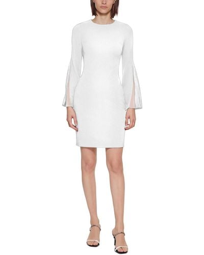 Calvin Klein Petites Panel Knee-length Sheath Dress - White