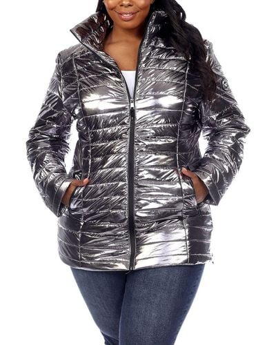 White Mark Plus Quilted Cold Weather Puffer Jacket - Gray
