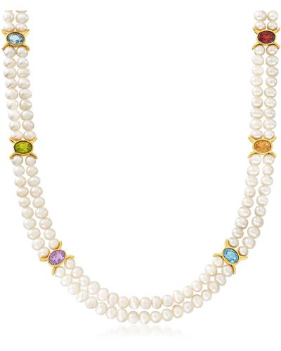 Ross-Simons 4.5-5.5mm Cultured Pearl 2-strand Necklace - Metallic
