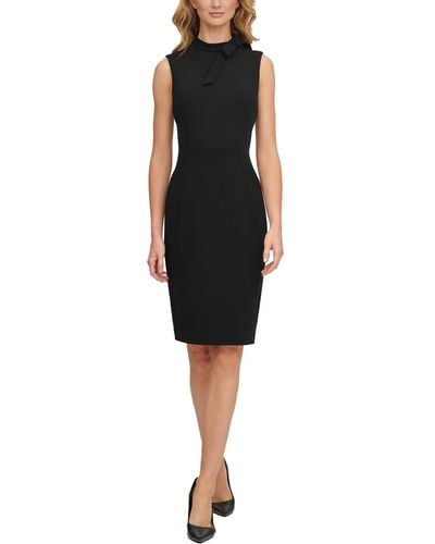 Calvin Klein Tie Neck Midi Wear To Work Dress - Black