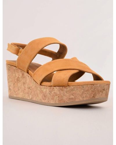Coclico Maline Cork Wedge Sandal In Saffron - Brown