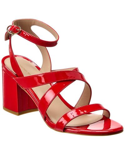 Stuart Weitzman Ave Ankle 75 Patent Sandal - Red