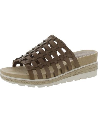 Bella Vita Oaklynn Leather Slip-on Wedge Sandals - Brown