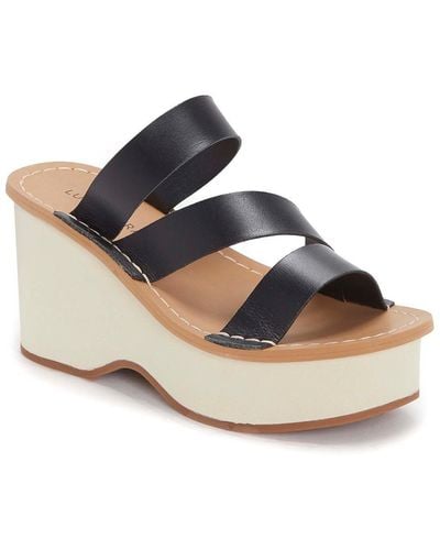 Lucky Brand Mimya Leather Open Toe Wedge Sandals - Natural