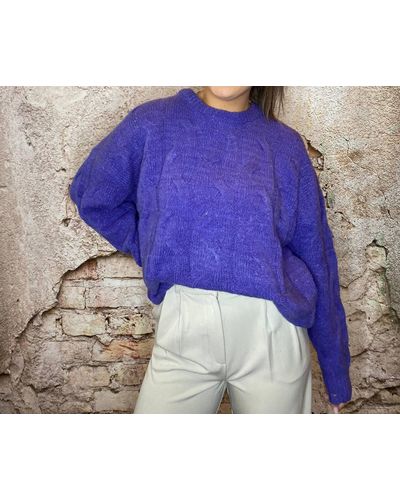 Elan Cable Knit Sweater - Purple