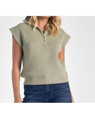 Elan : Sleeveless 3/4 Zip Sweater - Green