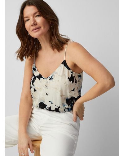 Soaked In Luxury Zaya Abstract Pattern Pleated Cami - Natural