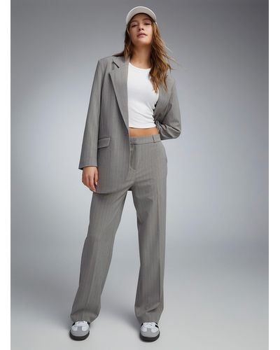 ONLY Grey Pinstriped Dress Pant