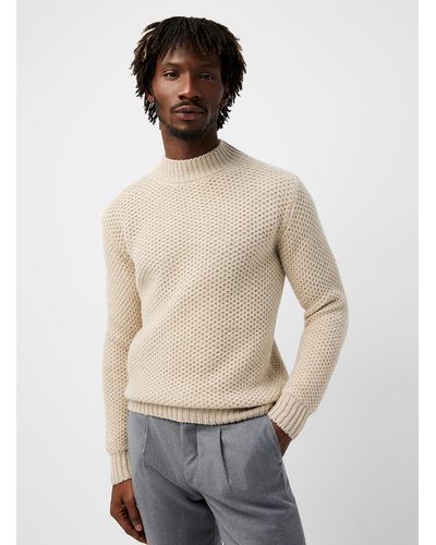 Sand Basketweave Knit Sweater - Natural