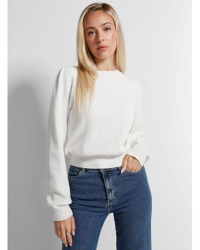 Icône Honeycomb Textured Sweater - White