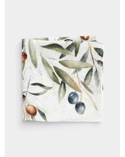 Olymp Olive Branch Pocket Square - White