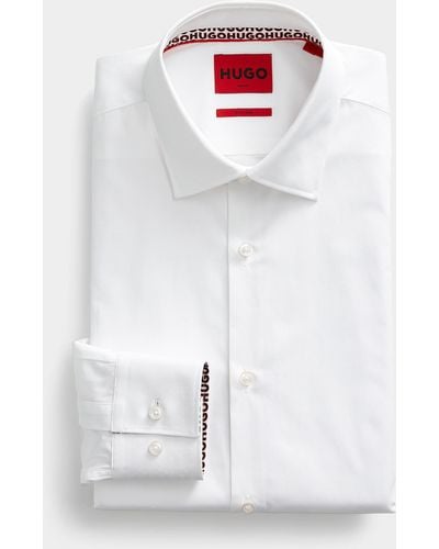 HUGO Monogram Underside Solid Shirt Slim Fit - White