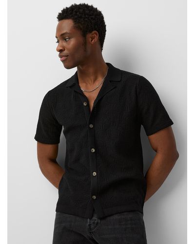Only & Sons Abstract Pointelle Knit Shirt - Black