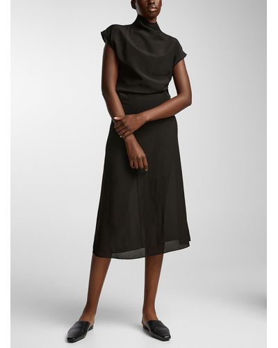 Gauchère mock-neck open-back midi dress - Black