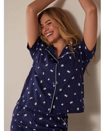 Miiyu Mini Pattern Organic Cotton Pajama Set - Blue
