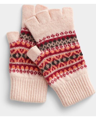 Robert Mackie Pure Wool Fingerless Gloves - Red