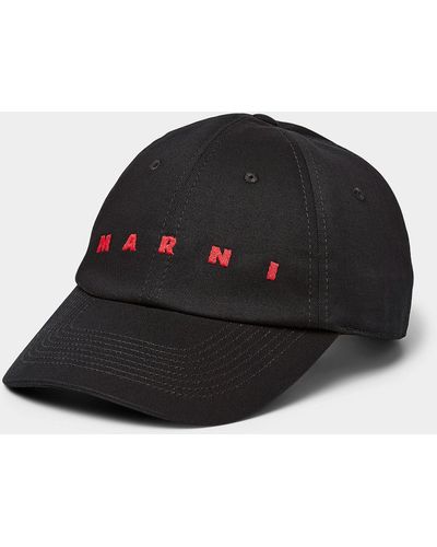 Marni Embroidered Red Signature Cap - Black