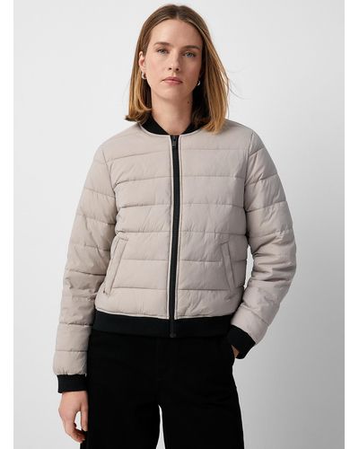 Contemporaine Quilted Recycled Nylon Bomber Jacket - Natural