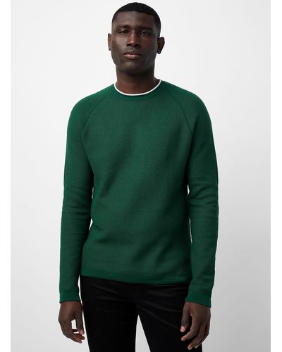 Le 31 Honeycomb Textured Sweater - Green