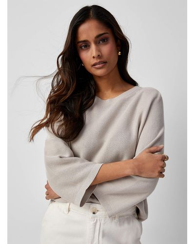 Contemporaine Delicate Texture Loose Sweater - Gray