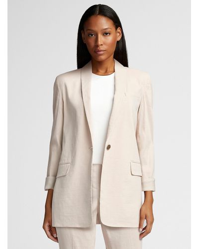 Theory Rolled Sleeve Stretch Linen Blazer - Natural