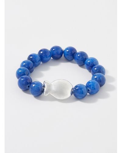 Clio Blue Large Iridescent Pearl Bracelet - Blue