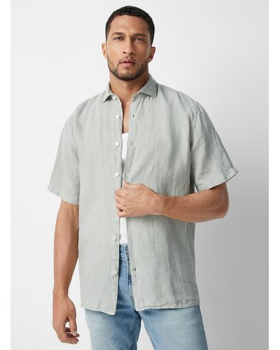 Le 31 Vintage Pure Linen Solid Shirt Comfort Fit - Gray