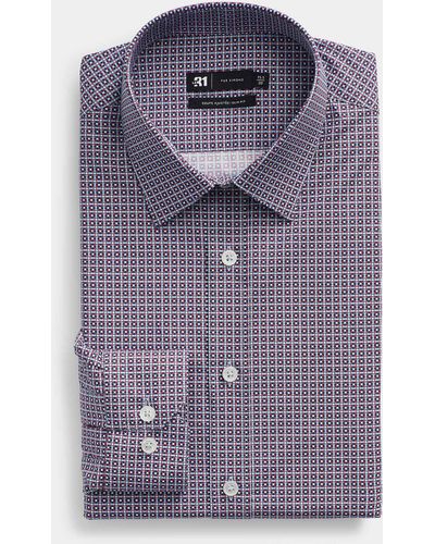 Le 31 Mini Pattern Pure Cotton Shirt Slim Fit - Purple