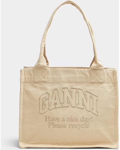 Ganni Please Recycle Tote Bag - Natural