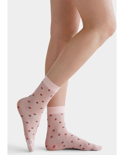 Pretty Polly Strawberry Sheer Ankle Sock - Pink