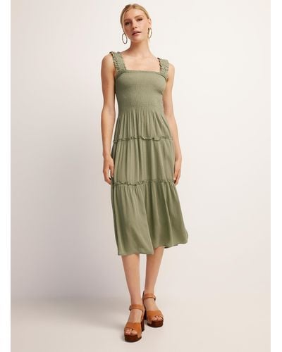 Vero Moda Smocked Bust Tiered Dress - Green