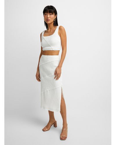 Icône Textured Midi Skirt - White