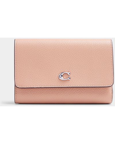 COACH Signature Leather Flap Wallet - Pink