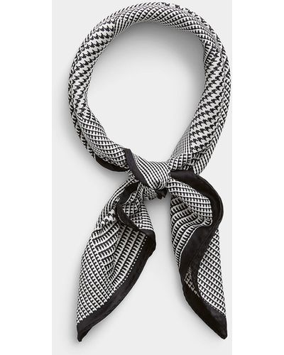 Le 31 Houndstooth Tie Scarf - Gray