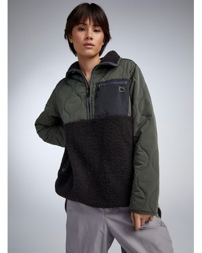 Notice The Reckless Quilted Sherpa Fleece Zippered Sweater - Gray