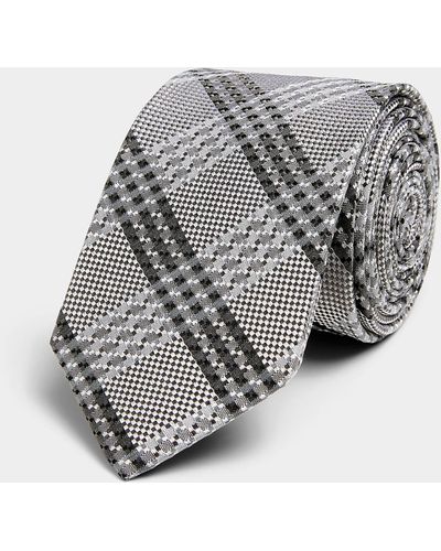 Olymp Pure Silk Woven Check Tie - Grey