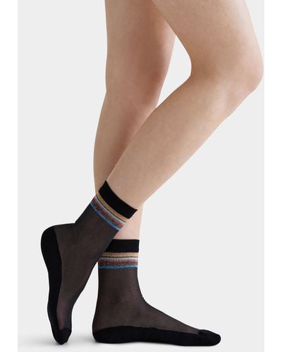 Paul Smith Colourful Stripe Sheer Sock - Black