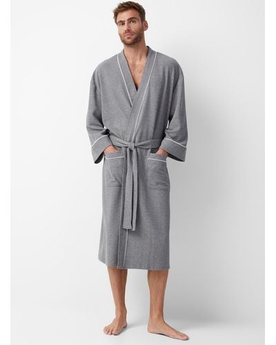 Le 31 Essential Waffled Robe - Gray